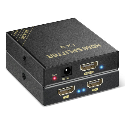 HDMI Splitter 1 in 2 Out 60Hz - HDCP Bypass 2.3, HDR, Dolby/DTS 5.1/7.1 - Compatible with Firestick 4k Max, PS3/PS5 & Elgato HD60s/x/Pro, Apple TV 4K, Retrotink, Roku Stick, NOT for Phone
