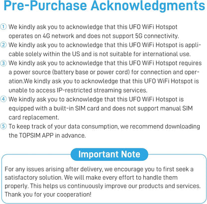 UFO Mobile Hotspot with Data 10GB-30Days, Portable Pocket WiFi 6 & 4G LTE Hotspot l MiFi, Support AT&T, T-Mobile, Verizon, 10 Devices, USA Coverage, No SIM Card Required, No Contract, Black