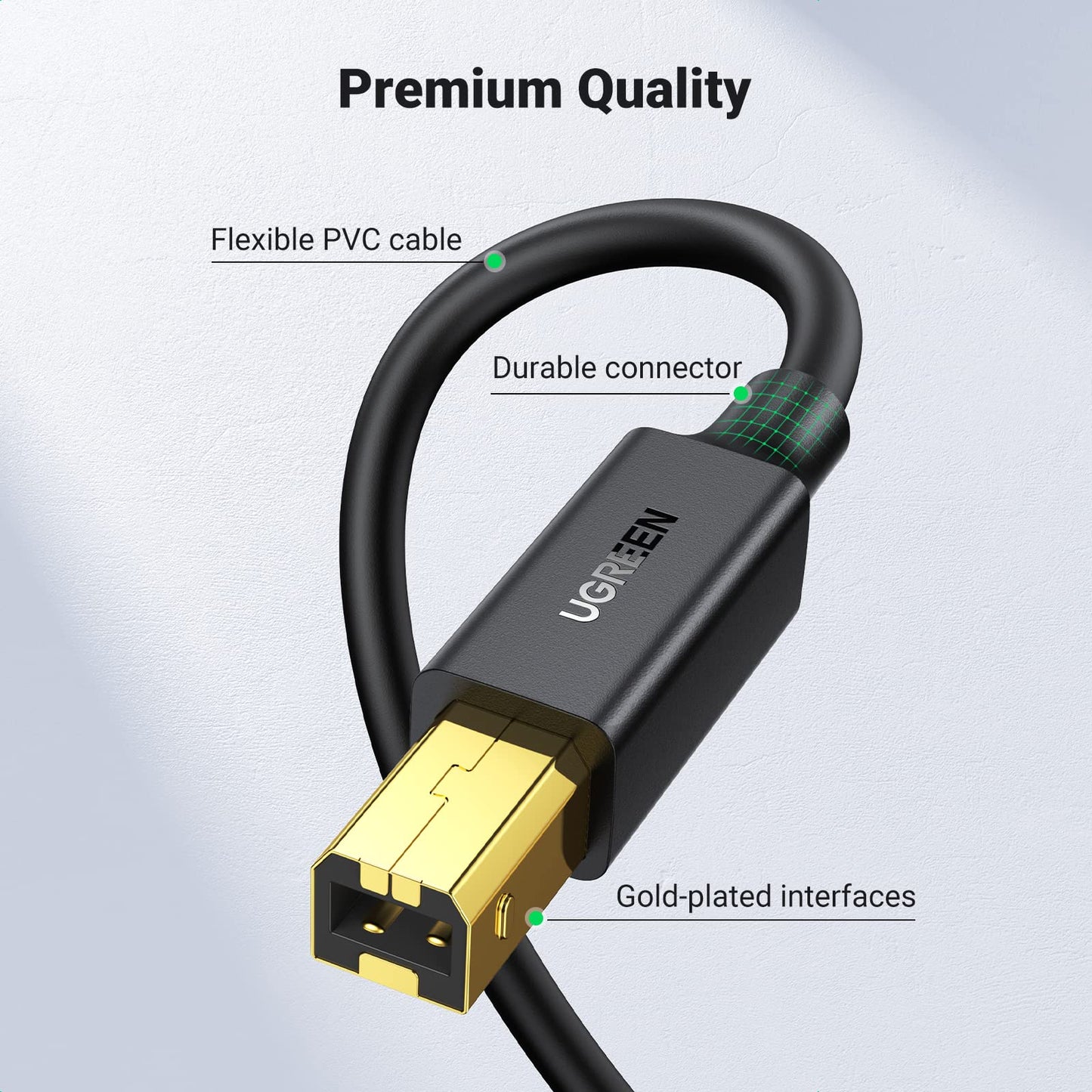 UGREEN USB A to USB B Printer Cable 5ft - High-Speed for HP, Canon, Brother, Samsung, Dell, Epson, Lexmark, Xerox, and More