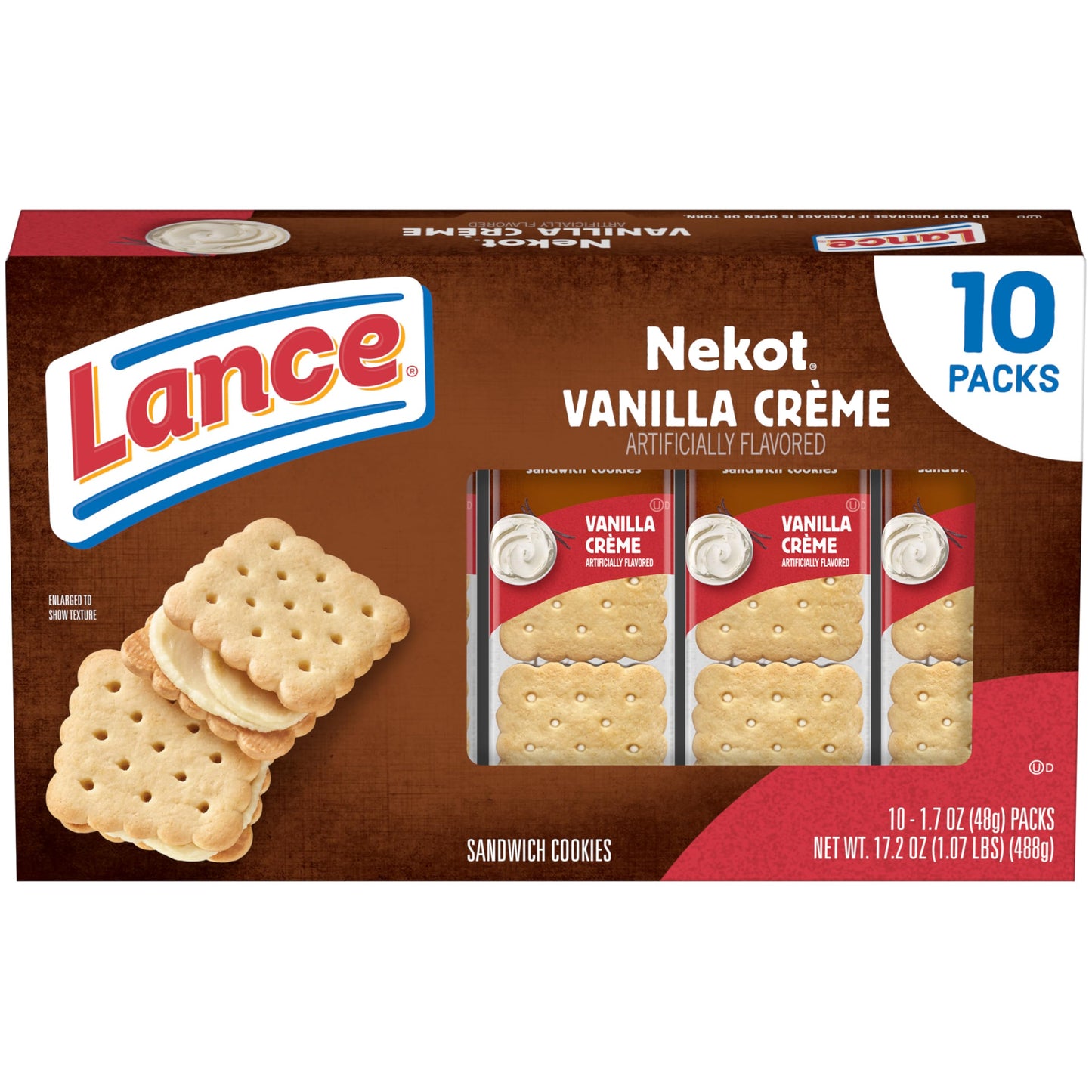 Lance Sandwich Crackers, Variety Pack, 3 Flavors, 20 Individually Wrapped Packs, 6 Sandwiches Each