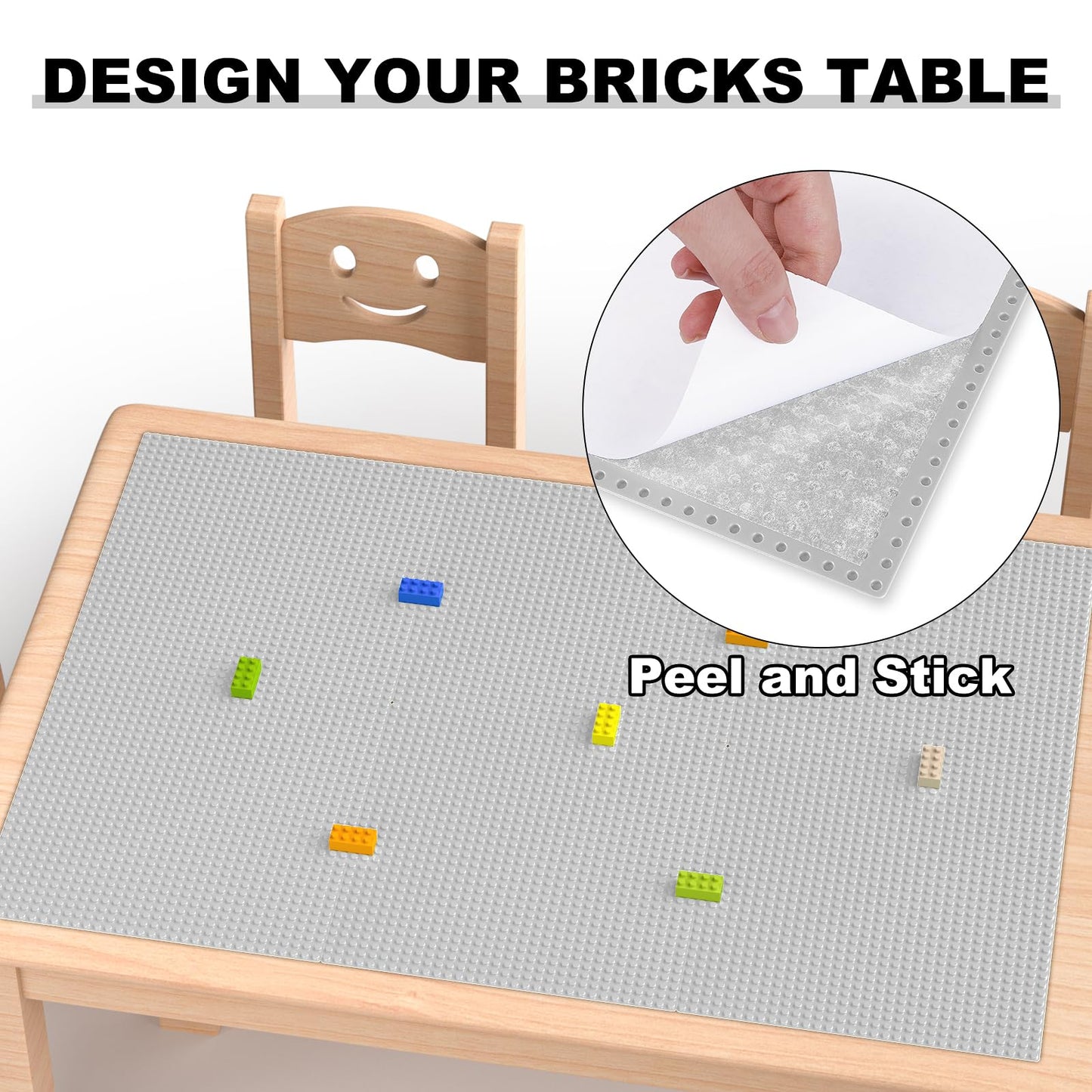 Pokiiulk Classic Gray Baseplates, 32x32 Studs Square Base Plates for Play or Display Bricks Creations, Compatible with Classic Legos, 10" x 10", Pack of 2, Perfect for City Streets, Castle, Mountains