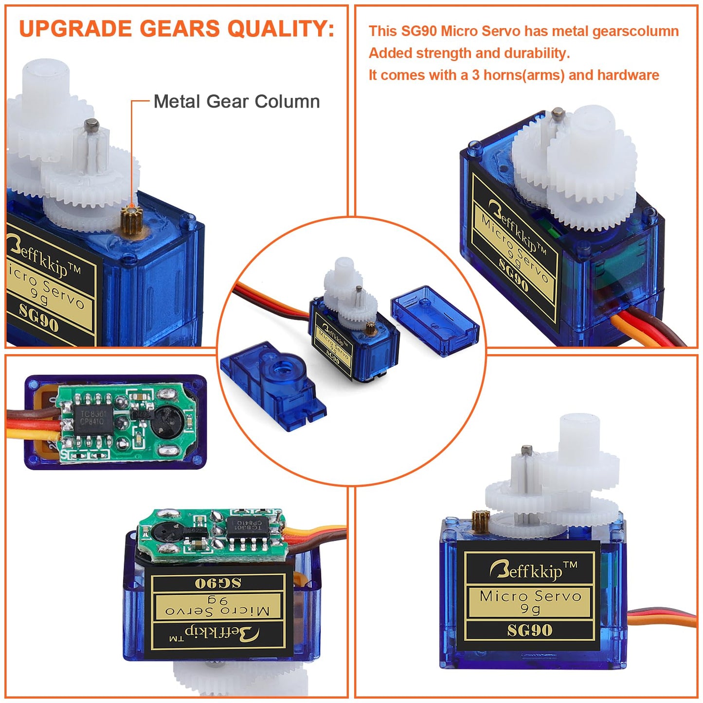 4Pcs SG90 9g Micro Servos for RC Robot Helicopter Airplane Controls Car Boat