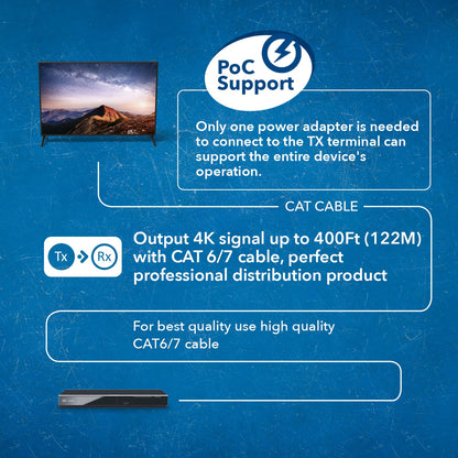 OREI 4K 4x4 HDMI Extender Matrix - UltraHD 4K @ 60Hz 4:4:4 Over Single CAT5e/6/7 Cable with HDR Switcher & IR Control, RS-232 - Up to 230 Ft - 1080P Downscale - 4 x Loop Out - 4 Receivers Included