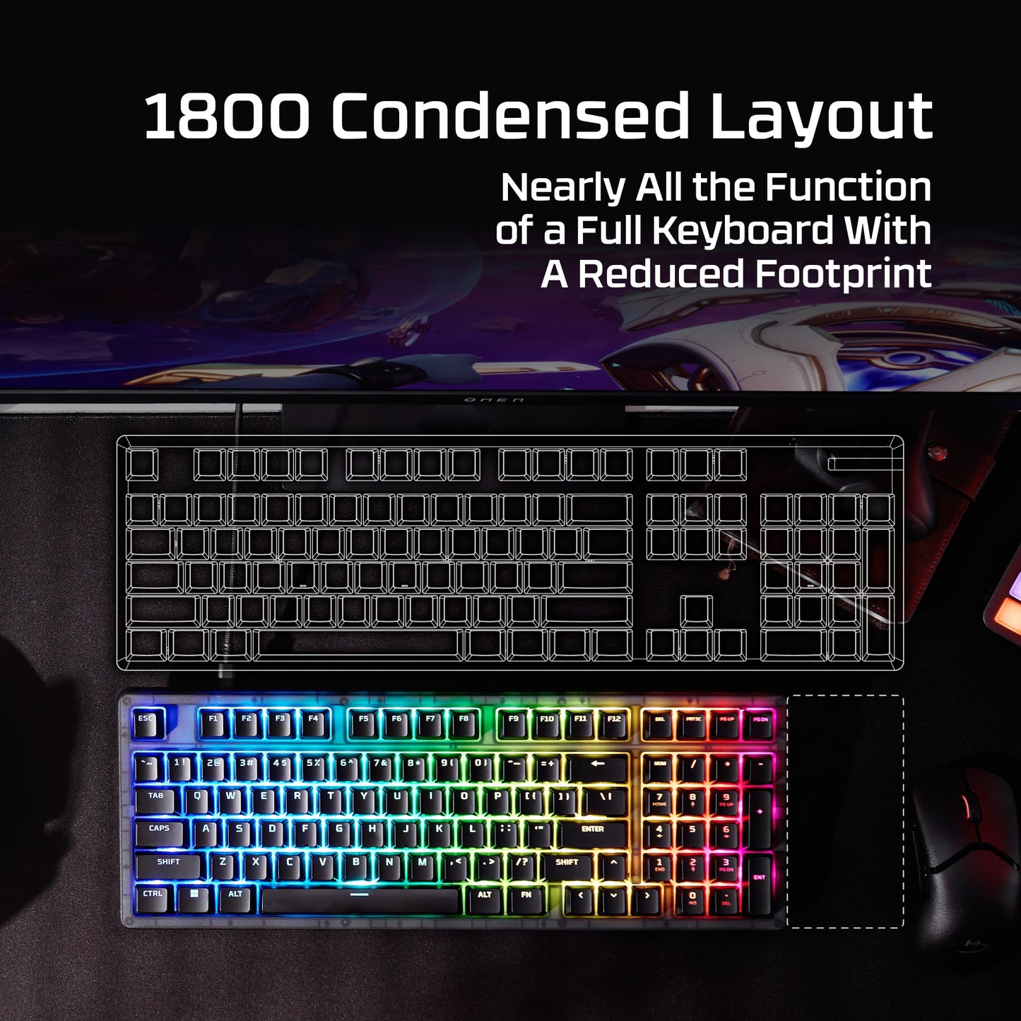 HyperX Alloy Core RGB – Membrane Gaming Keyboard, Comfortable Quiet Silent Keys with RGB LED Lighting Effects, Spill Resistant, Dedicated Media Keys, Compatible with Windows 10/8.1/8/7 – Black