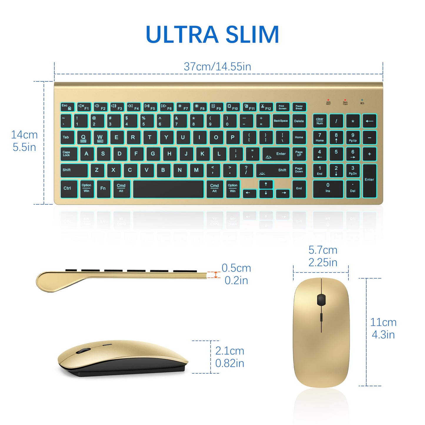 TopMate Wireless Keyboard and Mouse Ultra Slim Combo, 2.4G Silent Compact USB 2400DPI Mouse and Scissor Switch Keyboard Set with Cover, Batteries Included, for PC/Laptop/Windows/Mac - White