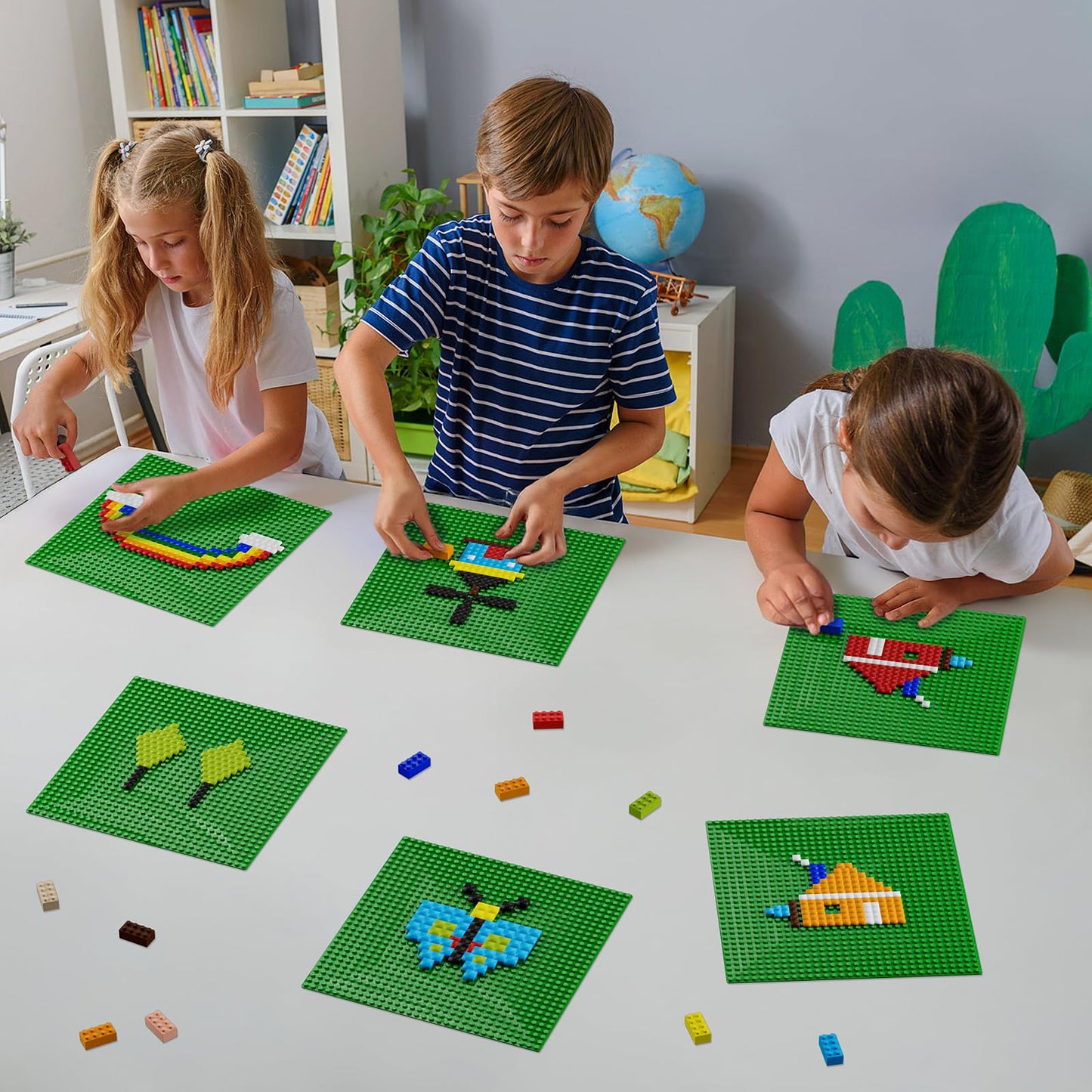 Pokiiulk Classic Gray Baseplates, 32x32 Studs Square Base Plates for Play or Display Bricks Creations, Compatible with Classic Legos, 10" x 10", Pack of 2, Perfect for City Streets, Castle, Mountains