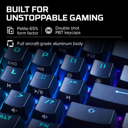 HyperX Alloy Origins 65 - Mechanical Gaming Keyboard – Compact 65% Form Factor - Linear Red Switch - Double Shot PBT Keycaps - RGB LED Backlit - NGENUITY Software Compatible,Black