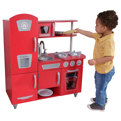 KidKraft Vintage Wooden Play Kitchen with Pretend Ice Maker and Play Phone, White