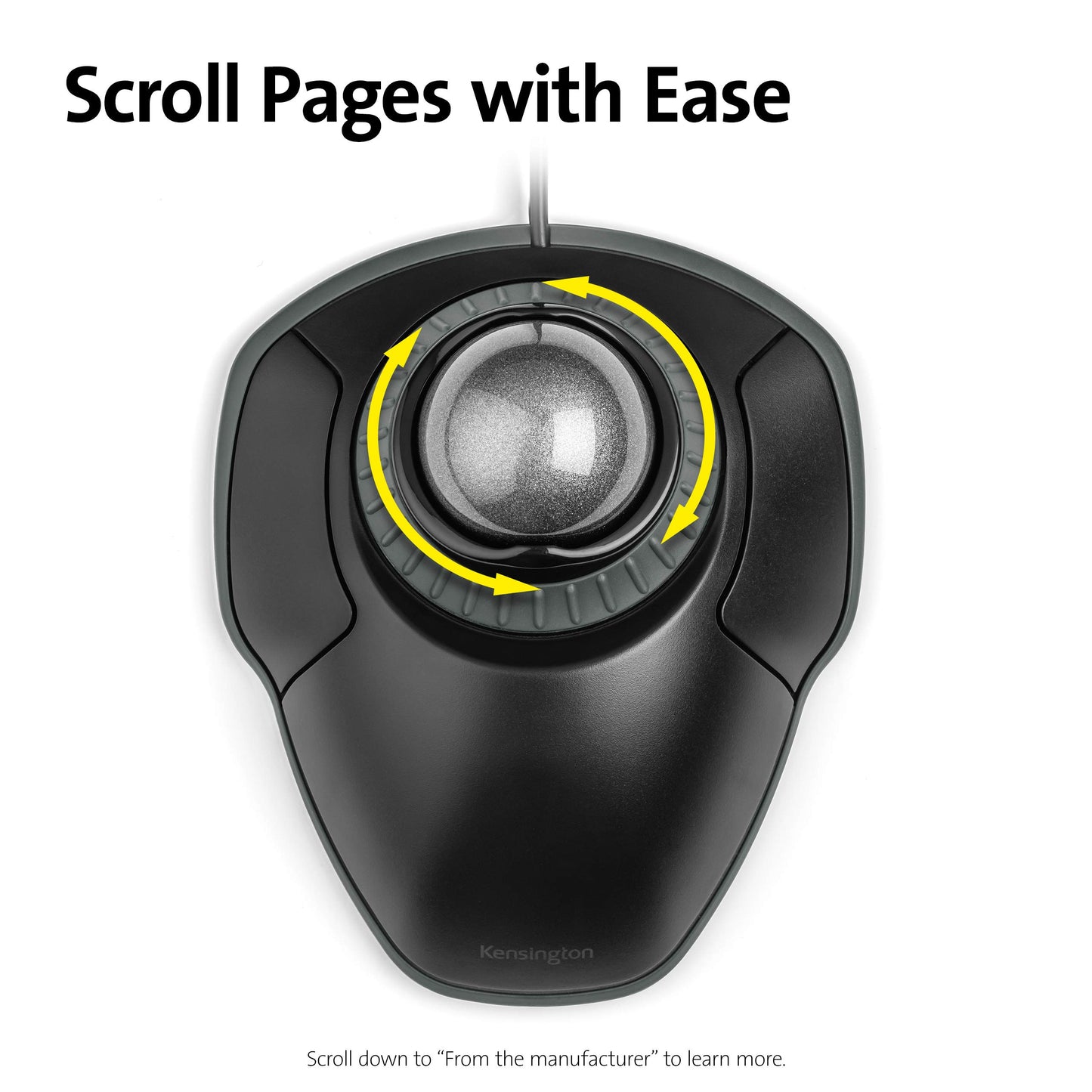 Kensington Orbit Trackball Mouse with Scroll Ring (K72337US), 4 1/2X5 1/2X2"