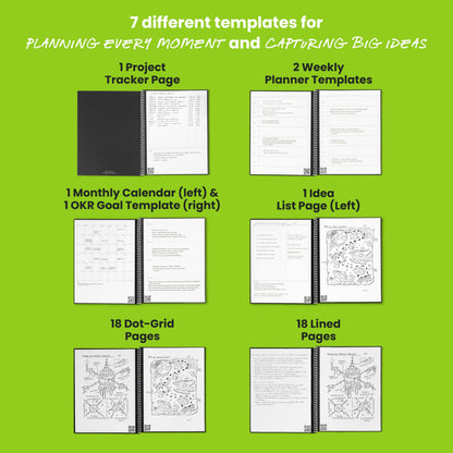 Rocketbook Fusion Hybrid Reusable Planner and Notebook in One, Additional Blank Pages, Goal and Project Tracker, Undated Planner, Letter Size 8.5x11, Black (Pack of 1)