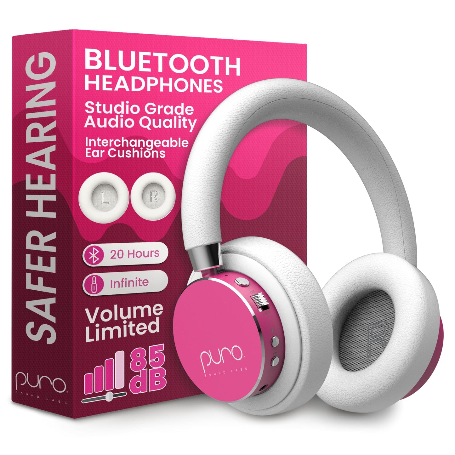 Puro Sound Labs Kids Wireless Headphones – Volume-Limiting 85dB, Built-in Mic, Studio-Grade Sound, 20-Hour Battery Life, Comfortable & Easy to Connect Kids Bluetooth Headphones – BT2200 Plus, Purple