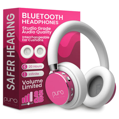 Puro Sound Labs Kids Wireless Headphones – Volume-Limiting 85dB, Built-in Mic, Studio-Grade Sound, 20-Hour Battery Life, Comfortable & Easy to Connect Kids Bluetooth Headphones – BT2200 Plus, Purple