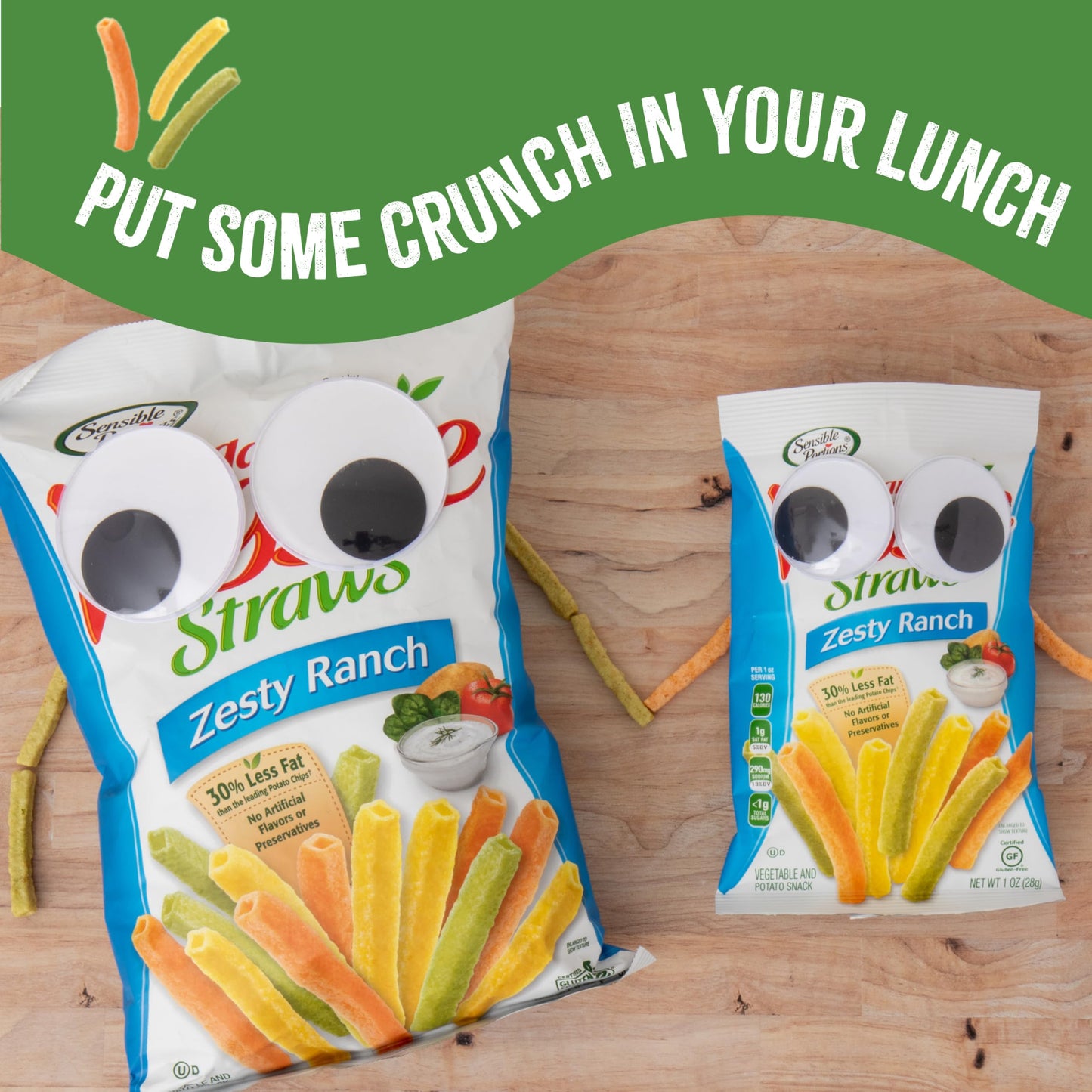 Sensible Portions Veggie Straws - Garden Snacks Variety Pack, Sea Salt, Ranch, Cheddar, Apple Cinnamon, Gluten Free Bulk Snacks, 1 Oz (Pack of 24)