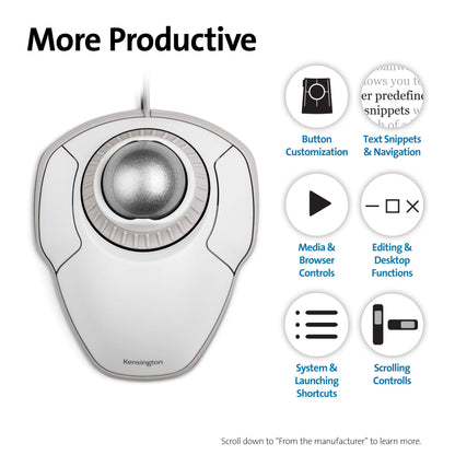 Kensington Orbit Trackball Mouse with Scroll Ring (K72337US), 4 1/2X5 1/2X2"
