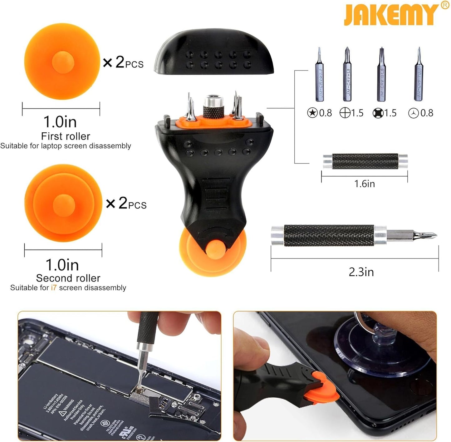 JAKEMY Screwdriver Set, All in 1 with 50 Magnetic Precision Driver Bits, Repair Tool Kit with Pocket Tool Bag for iPhone, Computer, Macbook, Cell Phone, PC, Laptop, Tablet, Game Console