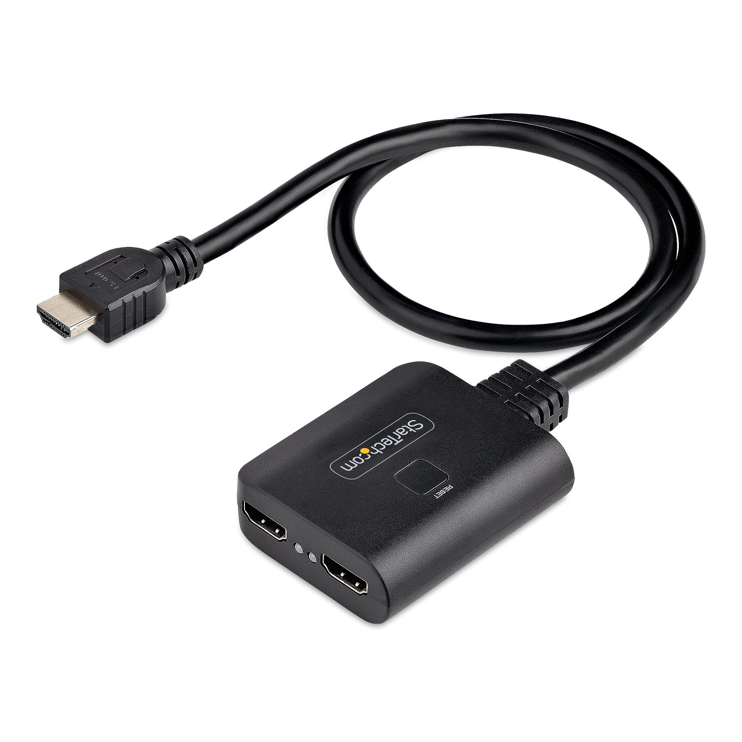 StarTech.com 4K HDMI Splitter 1 In 2 Out - 4K 30Hz HDMI 1.4 2 Port Video Splitter Box -with high speed HDMI cable, USB power cable - Black (ST122HD4KU)