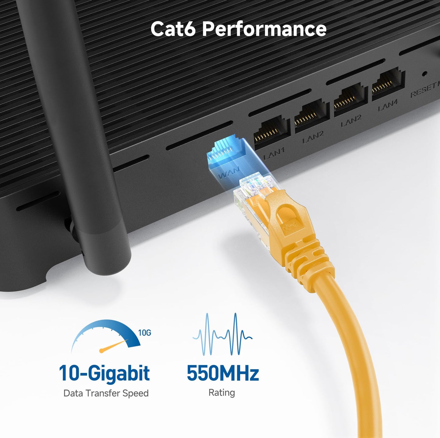 Cable Matters 10Gbps Snagless Cat 6 Ethernet Cable - 20ft, Cat 6 Cable, Cat6 Cord, Ethernet Cord, Black