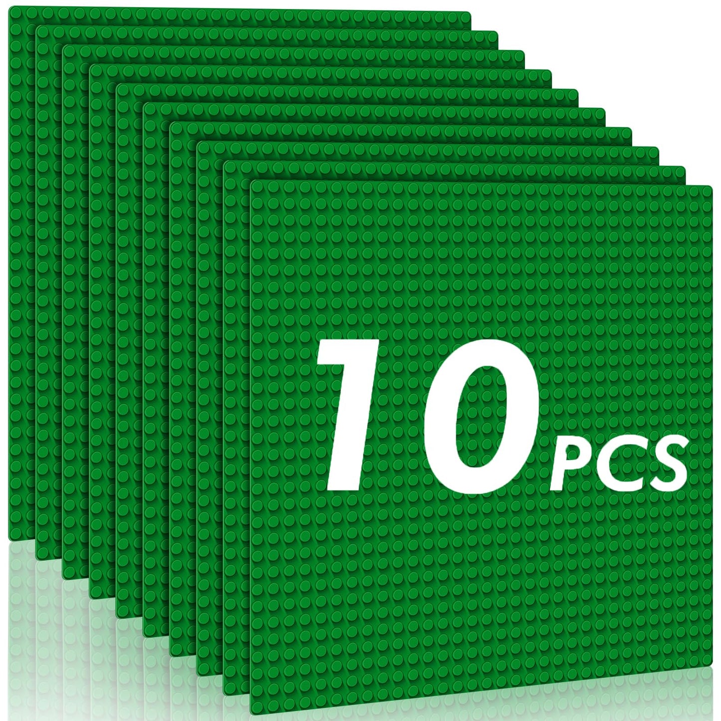 Pokiiulk Classic Gray Baseplates, 32x32 Studs Square Base Plates for Play or Display Bricks Creations, Compatible with Classic Legos, 10" x 10", Pack of 2, Perfect for City Streets, Castle, Mountains