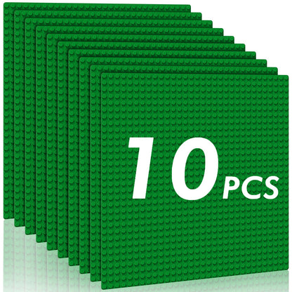 Pokiiulk Classic Gray Baseplates, 32x32 Studs Square Base Plates for Play or Display Bricks Creations, Compatible with Classic Legos, 10" x 10", Pack of 2, Perfect for City Streets, Castle, Mountains