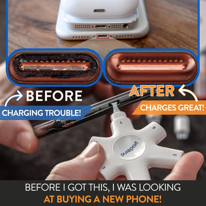 PurePort USB-C Multi-Tool Phone Cleaning Kit | Clean Repair & Restore Cell Phone Tablet & Laptop USB C Ports & Cables | Fix Unreliable & Bad Connections | Extend The Life of Your Tech Devices (Black)