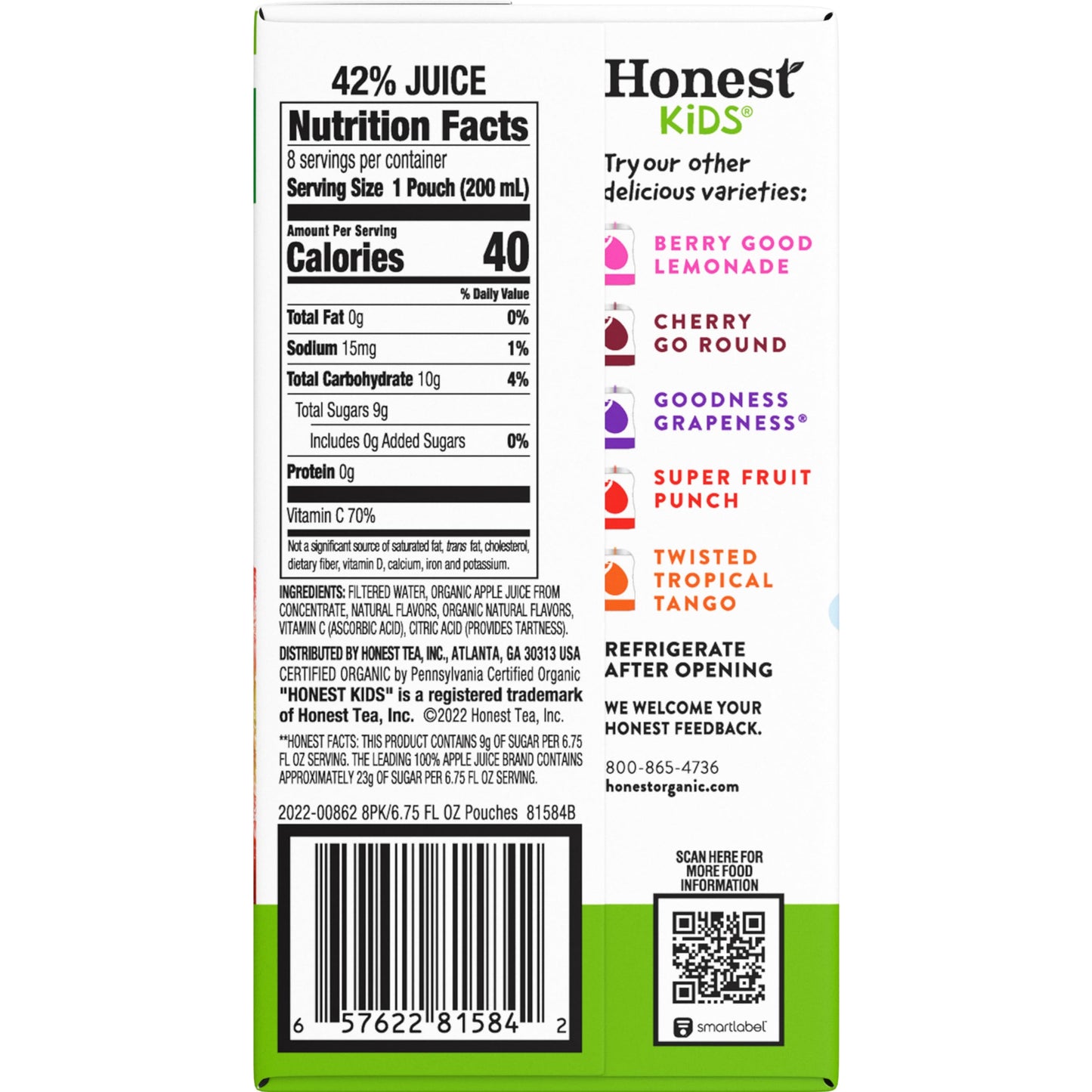 Honest Kids Variety Pack Organic Fruit Juice Drink, 675 fl oz, 32 Pack