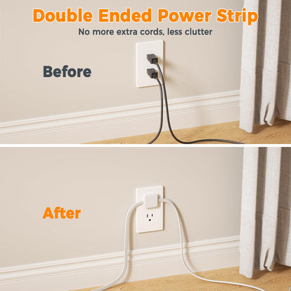 TESSAN Small Flat Plug Power Strip, Ultra Thin Extension Cord 5 ft, 3 AC Outlets with 3 USB Ports (1 USB C), Multiple Wall Outlet Extender for Cruise Travel Office School Dorm Room Essentials