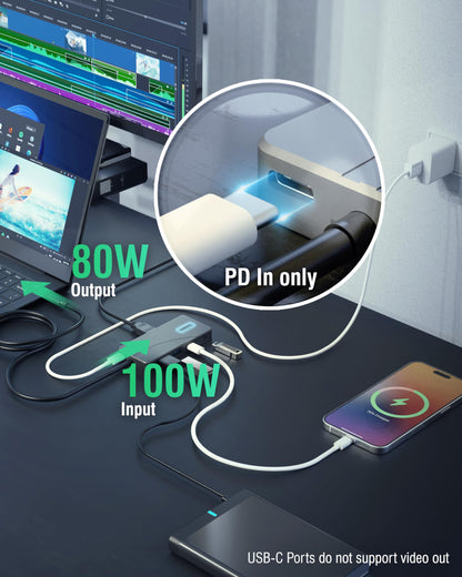 SABRENT 4-Port USB 3.0 Hub with Individual LED Power Switches - Slim, Portable Design - 2 Ft Cable - Fast Data Transfer - Compatible with Mac & PC (HB-UM43)