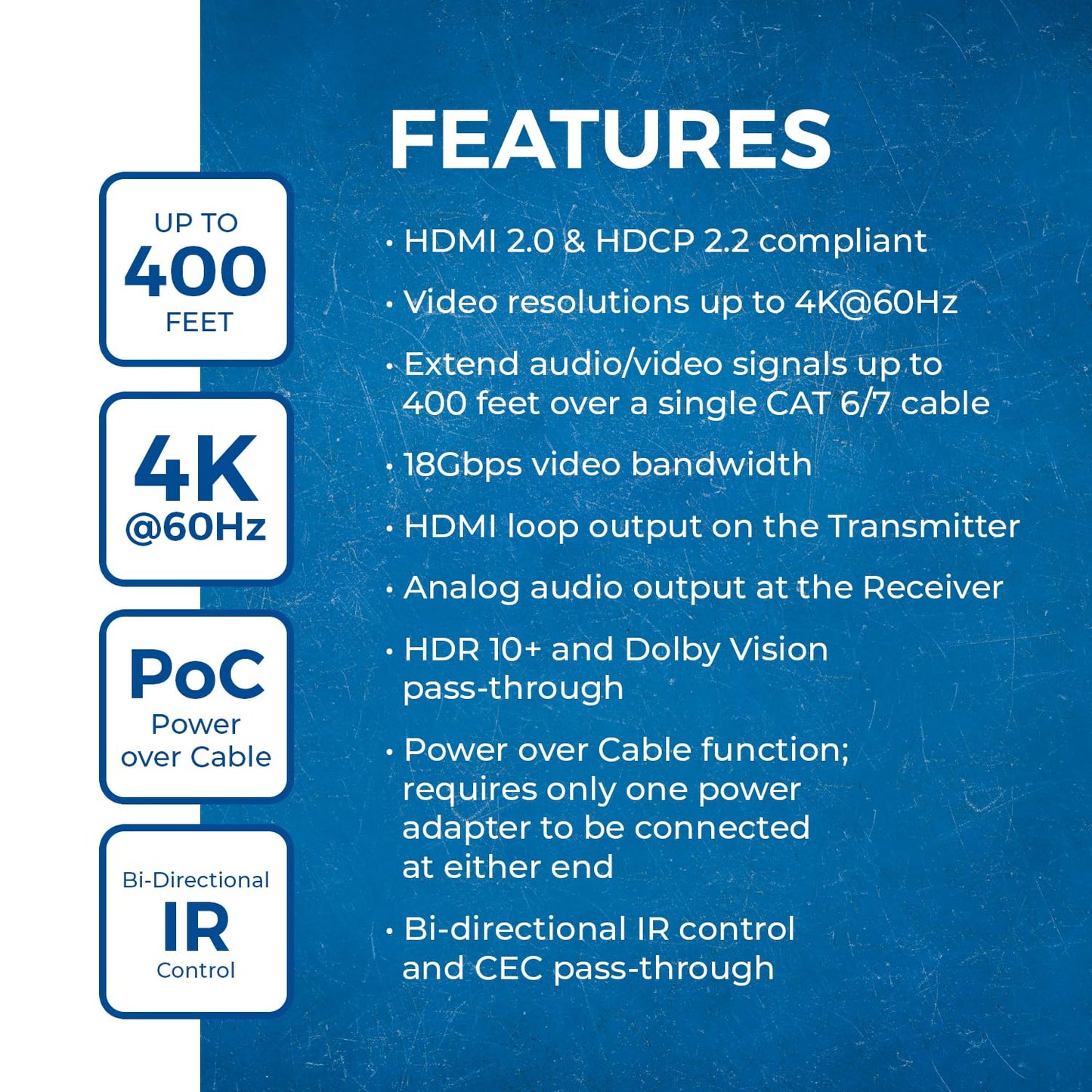 OREI 4K HDMI Extender over ethernet CAT5/CAT6/CAT7 Up To 165 Feet At 1080@60hz - HDMI 1.4 & HDCP 1.4 Compliant with One Way IR Pass Through, HDMI Loop Output & Power Over Cable