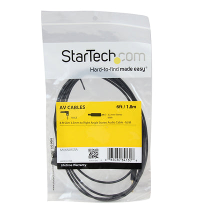StarTech.com 15 ft. (4.6 m) 3.5mm Audio Cable - 3.5mm Slim Audio Cable - Gold Plated Connectors - Male/Male - Aux Cable (MU15MMS), Black