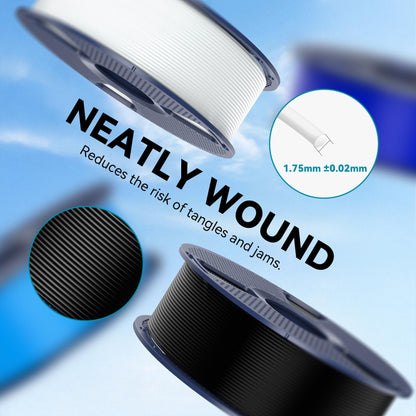 SUNLU PLA 3D Printer Filament PLA Filament 1.75mm, Neatly Wound 3D Printing Filament 1.75mm, Dimensional Accuracy +/- 0.02 mm, Fit Most FDM 3D Printers, 1kg Spool (2.2lbs), Black