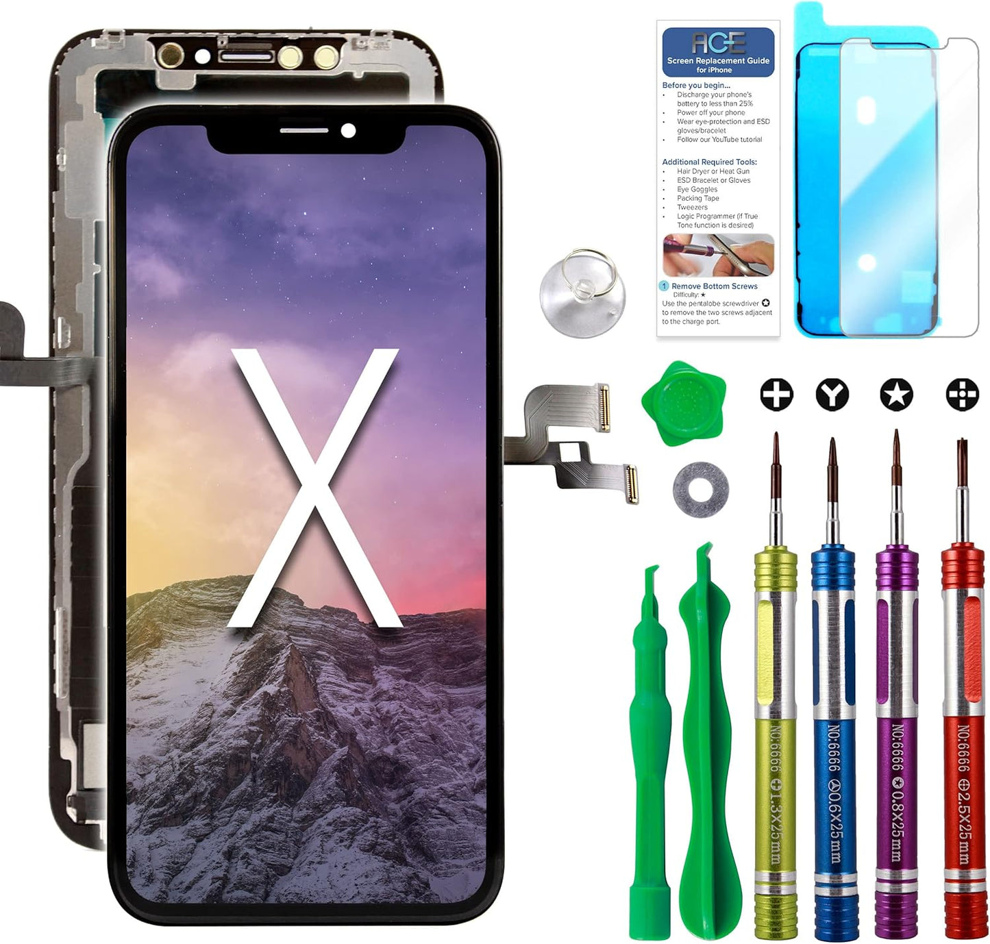 for iPhone X LCD Screen Replacement 5.8 Inch (Model A1865 A1901 A1902) Touch Display digitizer Assembly Screen