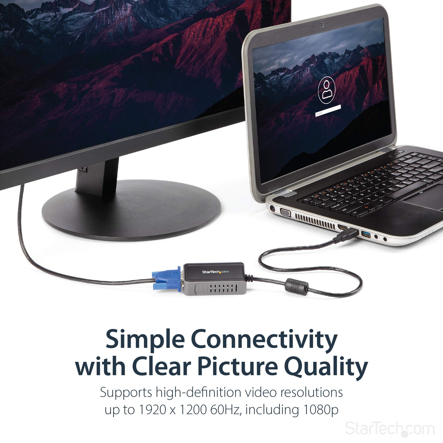 StarTech.com USB 2.0 to VGA Adapter, USB to VGA Monitor Converter for Windows, 1080p , TAA (no support for macOS/ChromeOS/Linux)