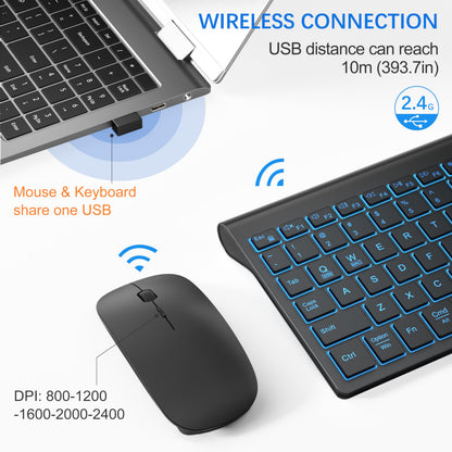 TopMate Wireless Keyboard and Mouse Ultra Slim Combo, 2.4G Silent Compact USB 2400DPI Mouse and Scissor Switch Keyboard Set with Cover, Batteries Included, for PC/Laptop/Windows/Mac - White