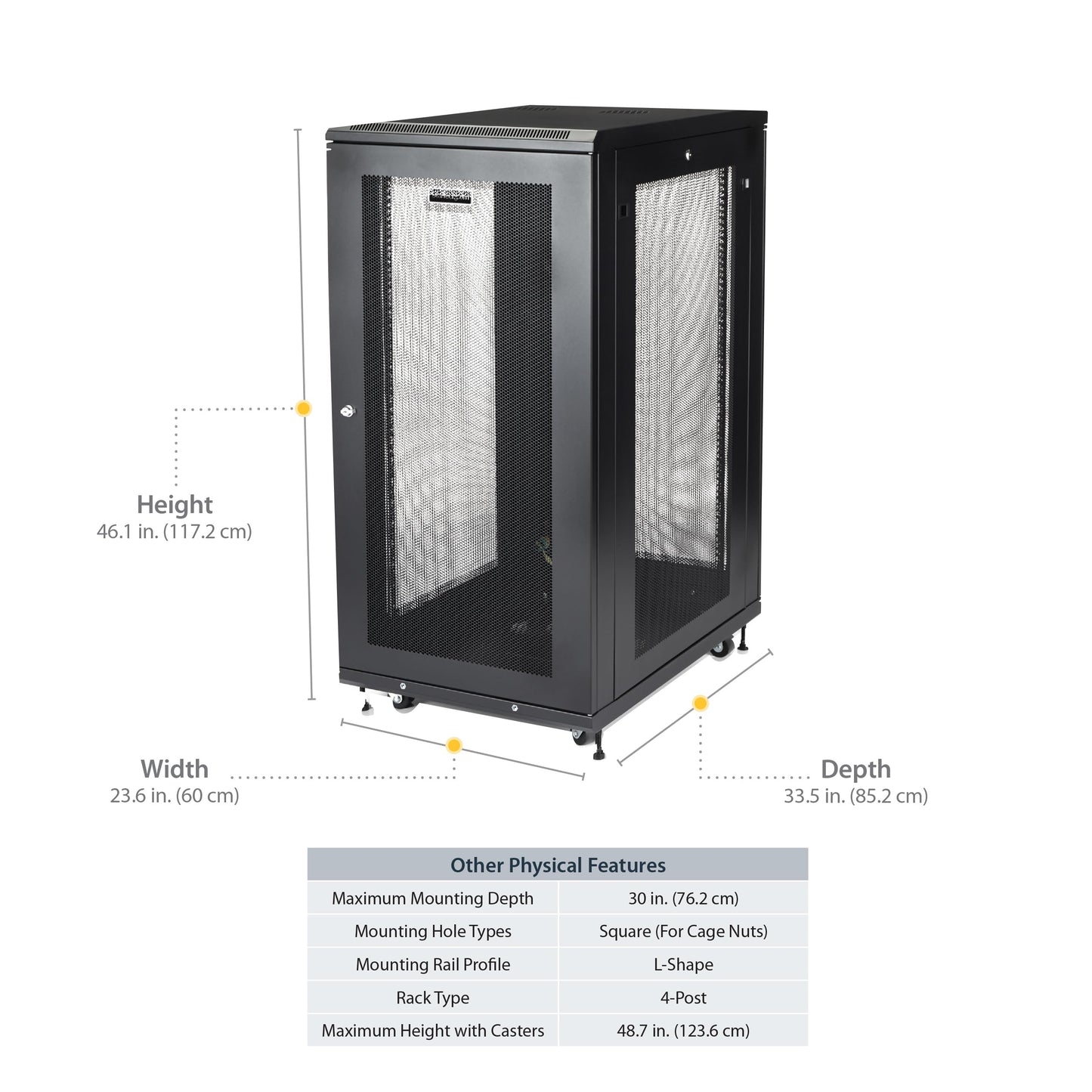 StarTech 18U Enterprise-Grade Server Rack Cabinet Kit, 19in Enclosed 4-Post Rack with Shelf and Cable Management, 29in (75cm) Mounting Depth, 992lb (450kg) Capacity