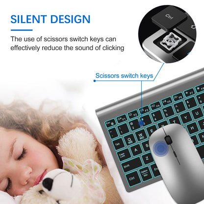 TopMate Wireless Keyboard and Mouse Ultra Slim Combo, 2.4G Silent Compact USB 2400DPI Mouse and Scissor Switch Keyboard Set with Cover, Batteries Included, for PC/Laptop/Windows/Mac - White