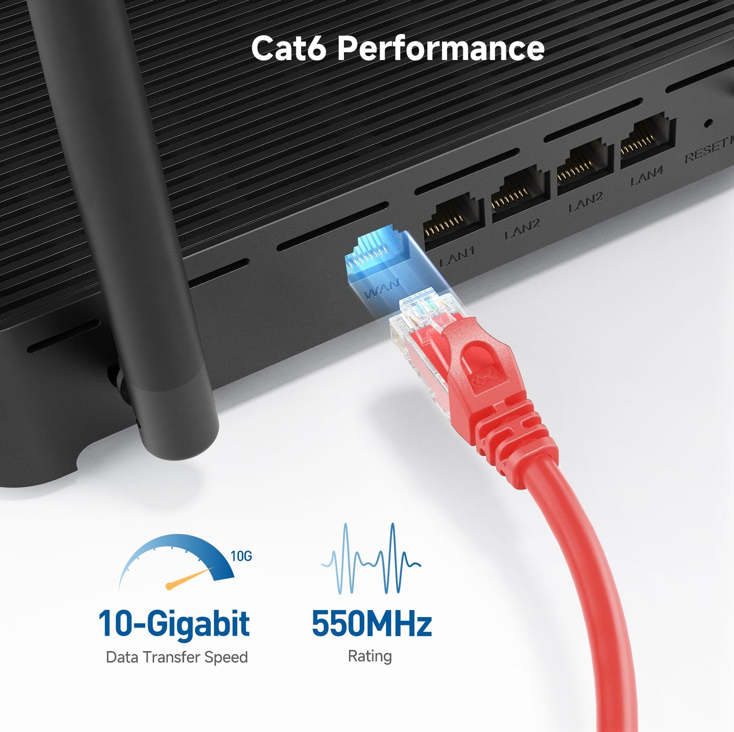 Cable Matters 10Gbps Snagless Cat 6 Ethernet Cable - 20ft, Cat 6 Cable, Cat6 Cord, Ethernet Cord, Black
