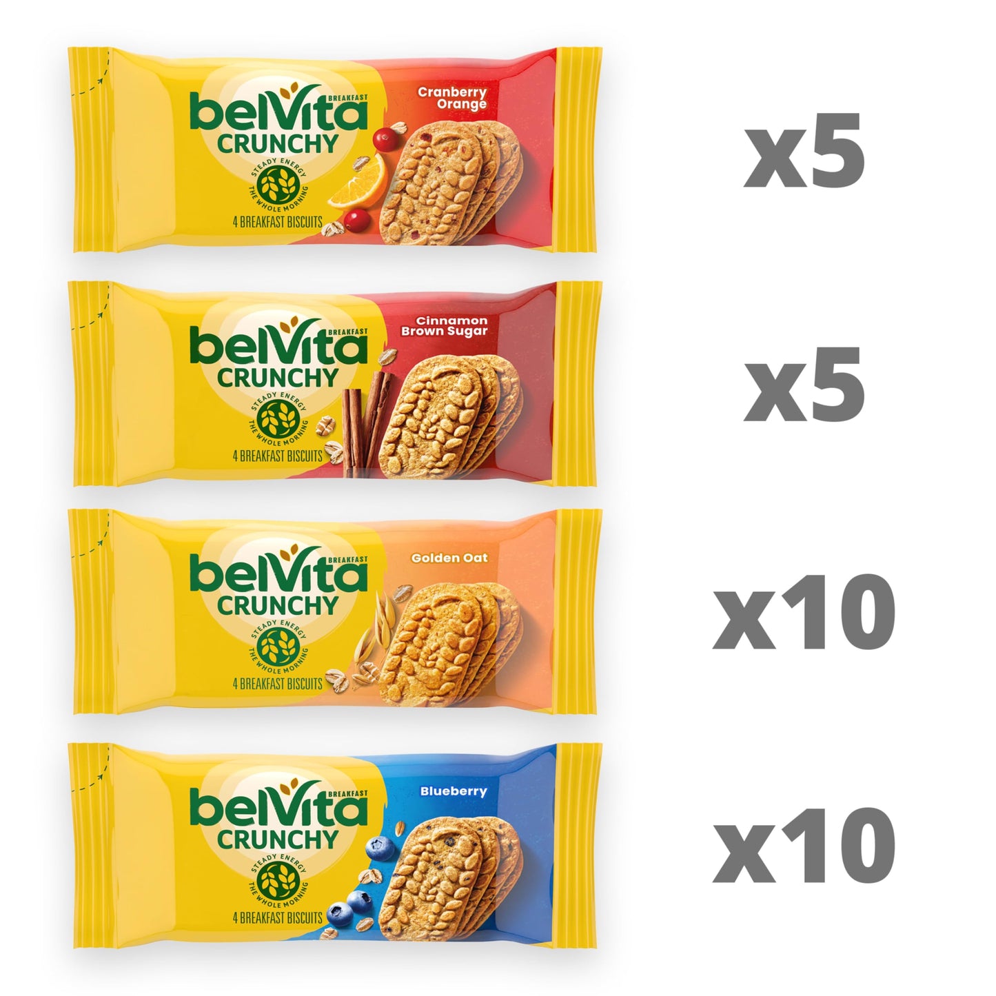 belVita Breakfast Bars Biscuits Variety Pack, 4 Flavors, 30 Total Packs, 6 Boxes (4 Biscuits Per Pack) (Pack of 2)