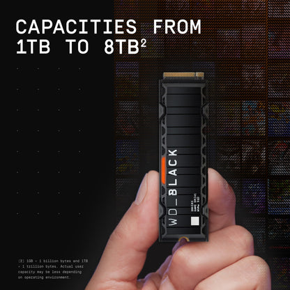 WD_BLACK SN850X 1TB NVMe SSD - M.2 2280, Up to 7,300 MB/s Read speeds, Up to 6,300 MB/s write speeds, Gaming Expansion, High Performance Internal Solid State Drive - WDS100T2X0E