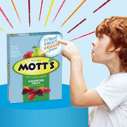 Mott's Fruit Flavored Snacks, Assorted Fruit, Gluten Free Snack, Value Pack, 22 Pouches, 17.6 oz (Pack of 6)