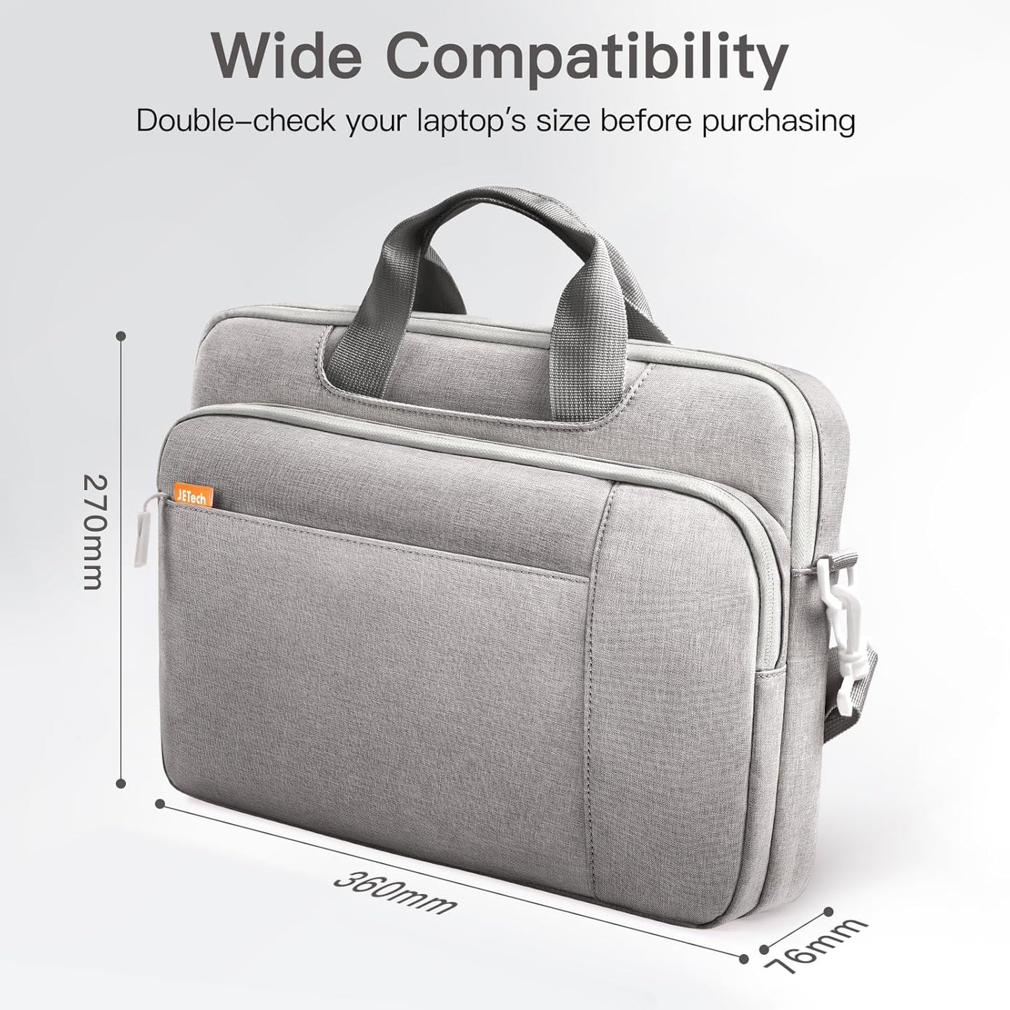 JETech 13 13.3 14 Inch Laptop Bag Case, Waterproof Computer Sleeve Cover Compatible with MacBook Neo (A18 Pro), MacBook Air/Pro 13/14, Surface Book 13.5, HP Pavilion 14 (Light Grey)