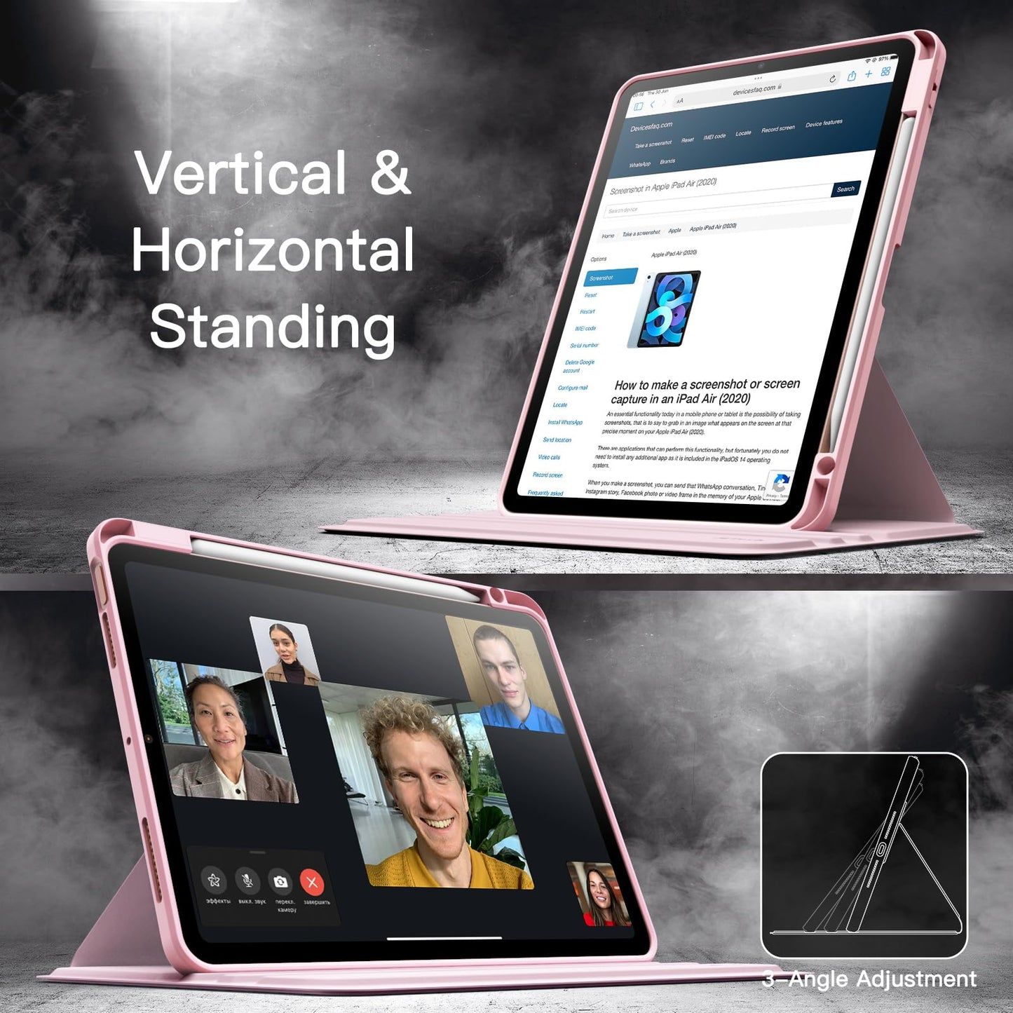 JETech Rotating Case ONLY for iPad Air 11-Inch M4/M3/M2 (2026/2025/2024), iPad Air 5/4 (2022/2020 5th/4th Generation 10.9-Inch), 360 Degree Rotation Protective Stand Cover Clear Back (Purple)