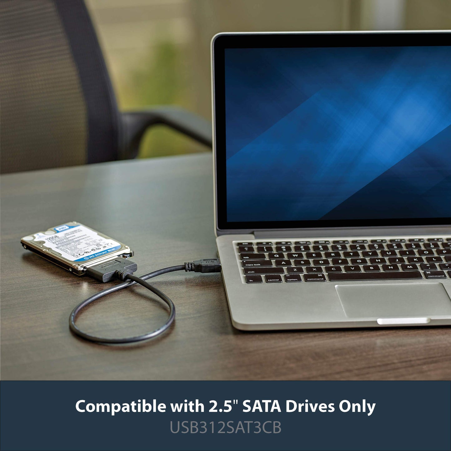 StarTech SATA to USB Adapter, USB 5Gbps to 2.5in SATA III Hard Drive Reader, HDD SSD to USB-A Adapter Cable for Windows Laptops and Macbooks