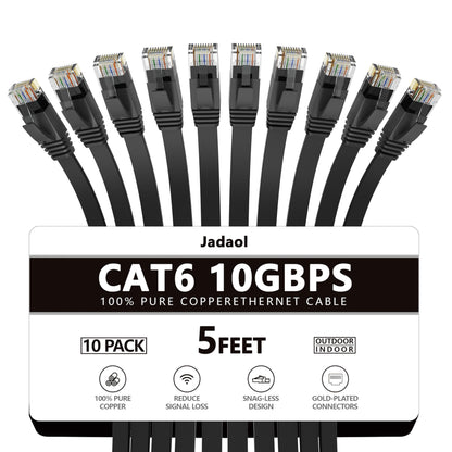 Jadaol Cat 6 Ethernet Cable 50 ft, 10Gbps Support Cat8 Cat7 Network, Flat RJ45 LAN Patch Cable, High-Speed Wired Internet Cable for Router, Modem, Switch, Gaming Consoles, PC, Streaming Devices, White