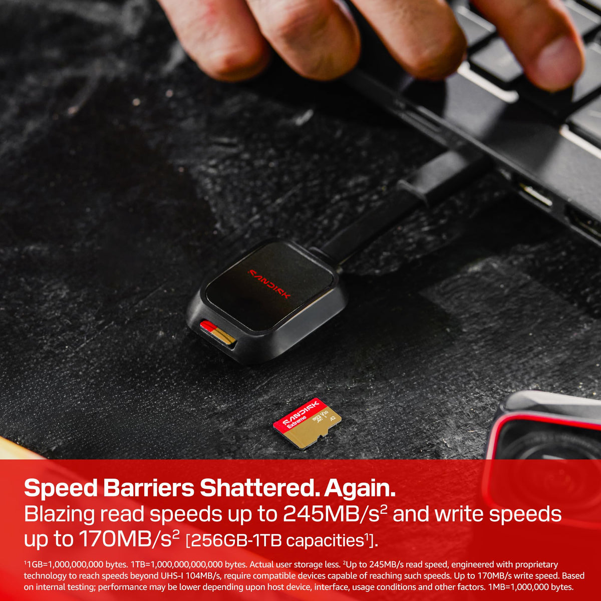 SANDISK 256GB Extreme microSD Card + Adapter, Up to 190MB/s Read Speeds