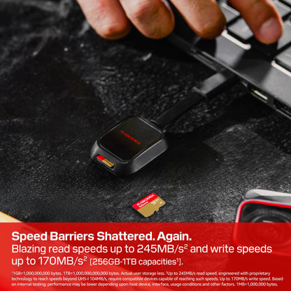 SANDISK 256GB Extreme microSD Card + Adapter, Up to 190MB/s Read Speeds