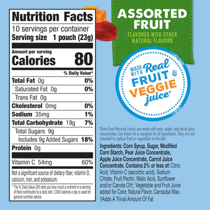 Mott's Fruit Flavored Snacks, Assorted Fruit, Gluten Free Snack, Value Pack, 22 Pouches, 17.6 oz (Pack of 6)