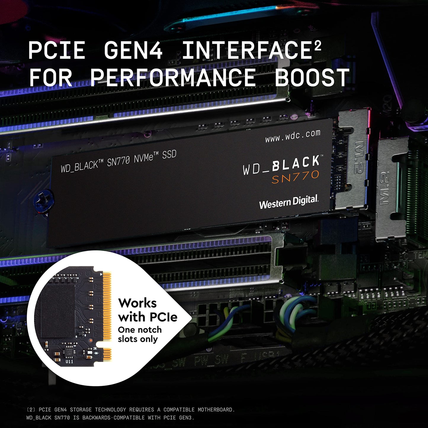 WD_BLACK 1TB SN770 NVMe Internal Gaming SSD Solid State Drive - Gen4 PCIe, M.2 2280, Up to 5,150 MB/s - WDS100T3X0E - [Previous Generation]