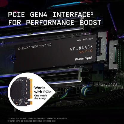 WD_BLACK 1TB SN770 NVMe Internal Gaming SSD Solid State Drive - Gen4 PCIe, M.2 2280, Up to 5,150 MB/s - WDS100T3X0E - [Previous Generation]