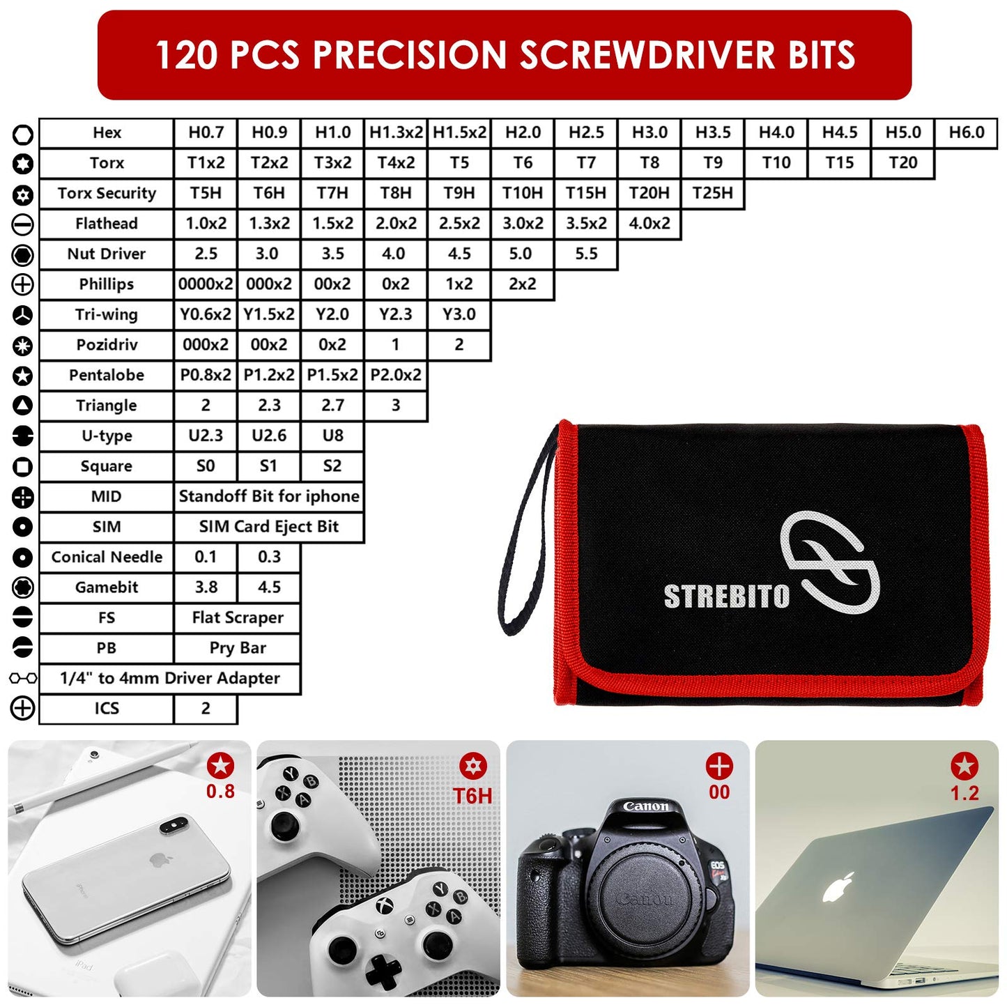 STREBITO Electronics Precision Screwdriver Sets 142-Piece with 120 Bits Magnetic Repair Tool Kit for iPhone, MacBook, Computer, Laptop, PC, Tablet, PS4, Xbox, Nintendo, Game Console