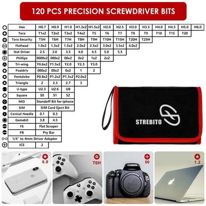 STREBITO Electronics Precision Screwdriver Sets 142-Piece with 120 Bits Magnetic Repair Tool Kit for iPhone, MacBook, Computer, Laptop, PC, Tablet, PS4, Xbox, Nintendo, Game Console